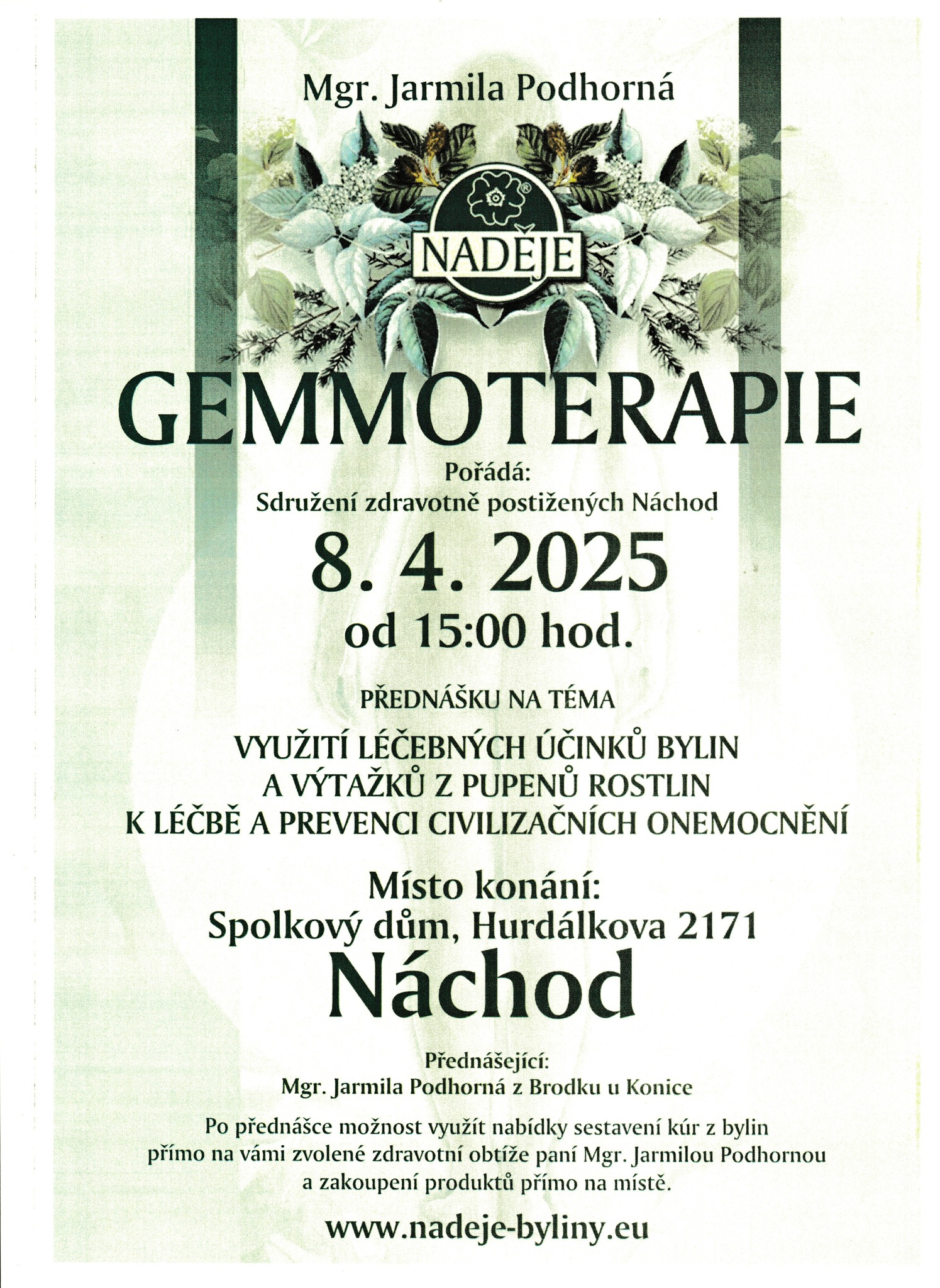 PlakátMgr. Jarmila Podhorná - Gemmoterapie
