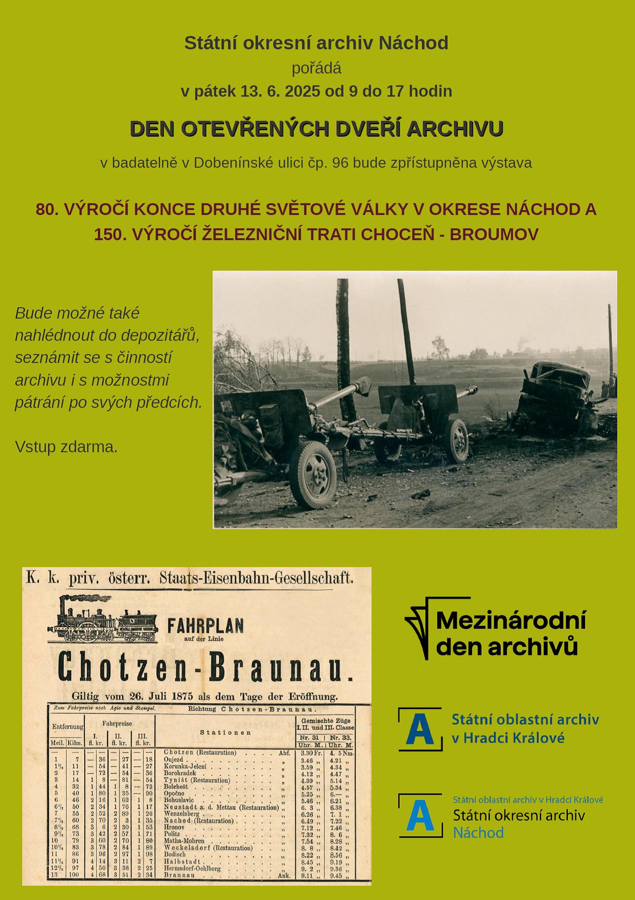 PlakátDen otevřených dveří Státního okresního archivu Náchod