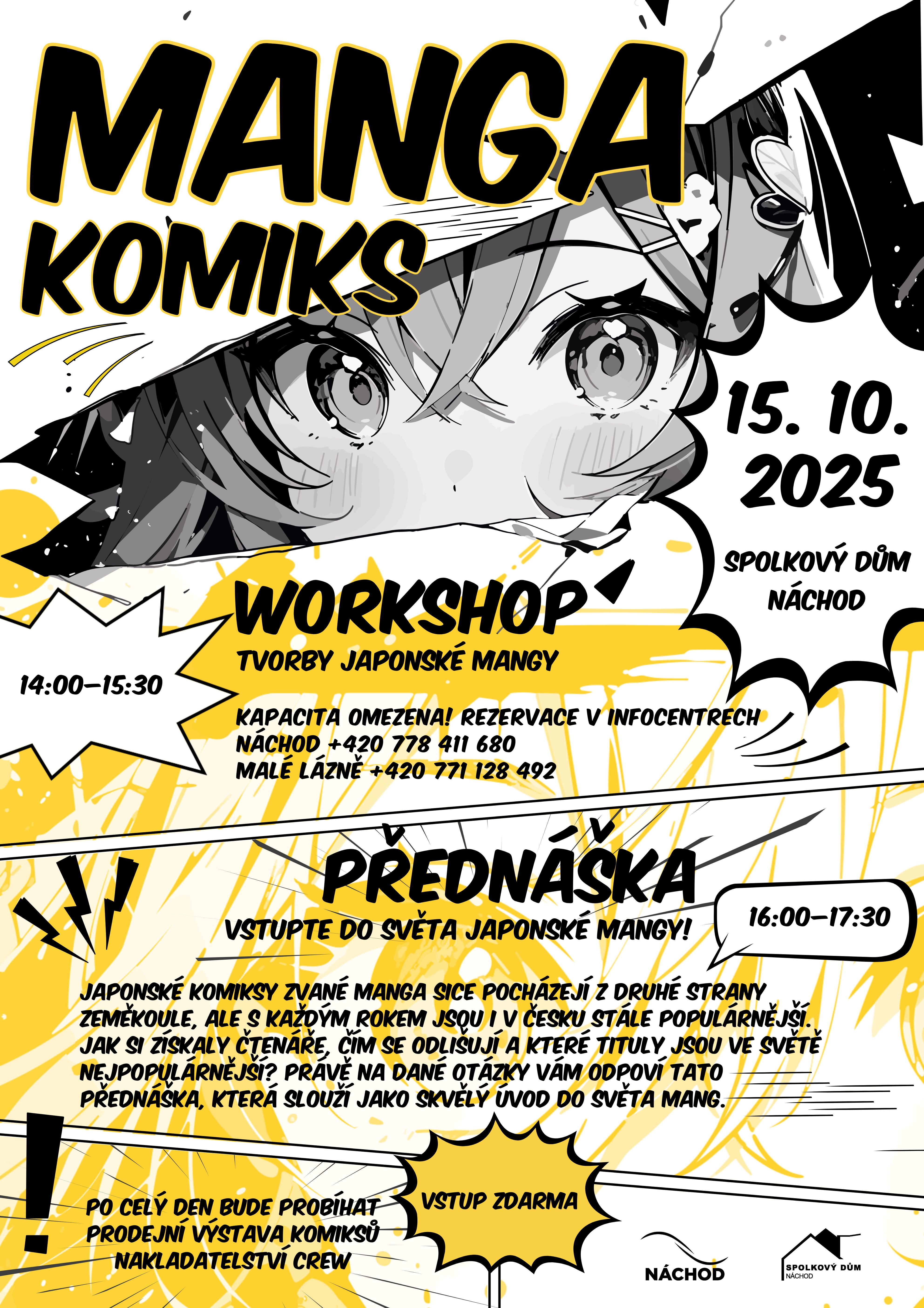 PlakátWorkshop tvorby japonské mangy v Náchodě