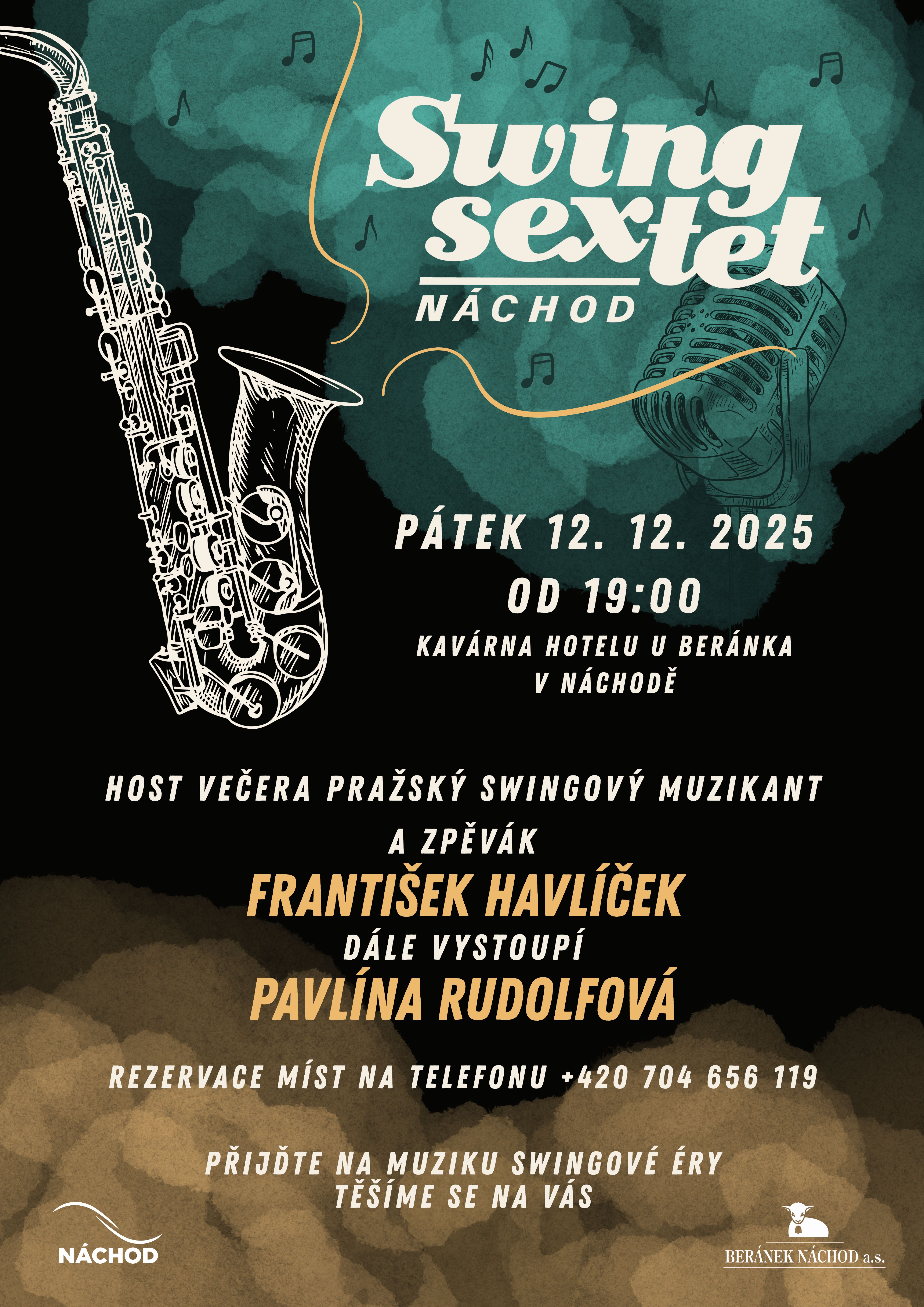 PlakátSwing Sextet Náchod & František Havlíček & Pavlína Rudolfová
