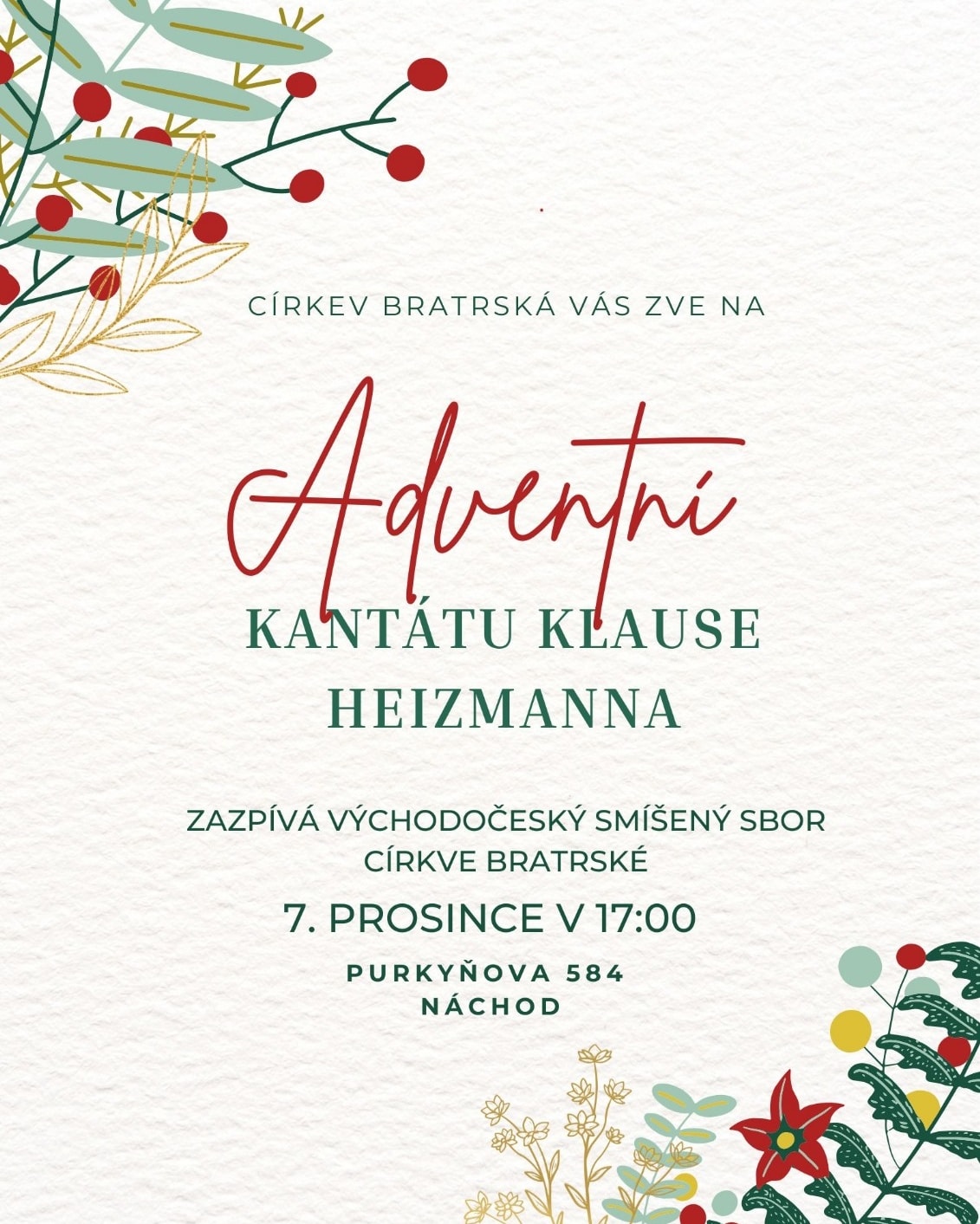 PlakátAdventní kantáta Klause Heizmanna